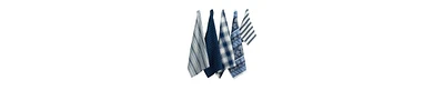 Design Imports Assorted Pattern, Kitchen Collection, Dishtowels Dishcloth, Marine Blue, 5 Piece