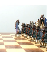 We Games Handpainted Dragon Chess Set, Walnut Root Board 21 in, 4.5 in King