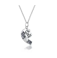 Bling Jewelry 2 Pcs Bff Best Friend Sisters Heart Puzzle Pendant Necklace Sterling Silver