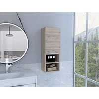 Streamdale Furniture Mila Bathroom Cabinet, Two Interior Shelves, Two External Shelves, Single Door Cabinet - Light Gray