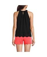 Lands' End Women's Lightweight Jersey Eyelet Tank Top