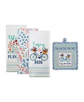 Design Imports Kitchen Gift Set Collection, Pot Holder 3 Dish Towels, Enjoy the Ride, 4 Piece