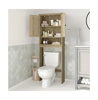 Merrick Lane Delilah Over The Toilet Bathroom Organizer With Shelves And Magnetic Closure Doors