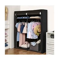 Slickblue Closet Storage Organizer, Portable Wardrobe With Hanging Rods, Clothes Rack, Foldable, Cloakroom