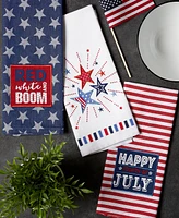 Design Imports Patriotic Dish Towel Set 18x28", Decorative Kitchen Towels, Red White Boom, 3 Count