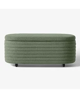 WestinTrends 42" Wide Mid-Century Modern Upholstered Teddy Sherpa Tufted Oval Storage Ottoman Bench