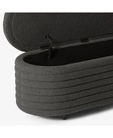 WestinTrends 54" Wide Mid-Century Modern Upholstered Teddy Sherpa Tufted Oval Storage Ottoman Bench