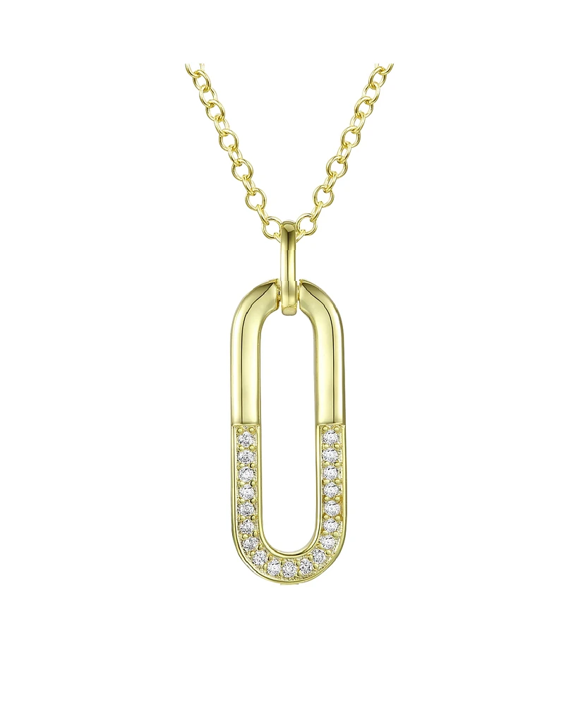 Rachel Glauber 14K Gold Plated Cubic Zirconia hollow Geometrical Pendant Necklace