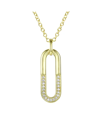 Rachel Glauber 14K Gold Plated Cubic Zirconia hollow Geometrical Pendant Necklace