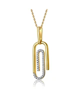 Rachel Glauber 14k Yellow Gold Plated with Cubic Zirconia Paperclip Spiral Pendant Necklace