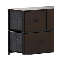 Emma+Oliver Marley 5 Drawer Storage Dresser With Cast Iron Frame, Wood Top, And Easy Pull Fabric Drawers Wooden Handles