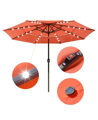 Yescom 3 Tier Patio Umbrella with Solar Powered Led Crank Tilt Button