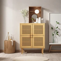 Streamdale Furniture 4-Door Rattan Mesh Shoe Cabinet with Eight Storage Spaces