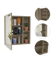 Streamdale Furniture Labelle Medicine Cabinet With Mirror, Five Internal Shelves, Single Door - Pine