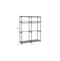 Slickblue Closet Storage Organizer, Portable Wardrobe With Hanging Rods, Clothes Rack, Foldable, Cloakroom