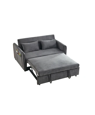 Simplie Fun 3-in-1 Convertible Velvet Sofa Bed with Adjustable Backrest