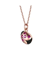 GiGiGirl Children's 18k Rose Gold Plated with Red & Black Cubic Zirconia Ladybug Pendant Necklace