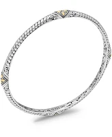 Devata Bali Filigree Slide-on Bangle Bracelet in Sterling Silver and 18K Gold