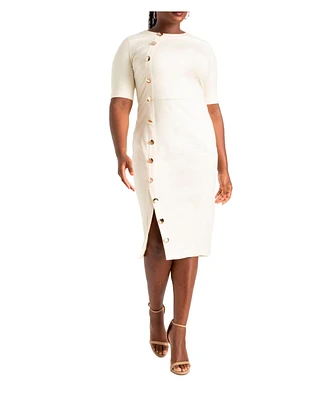 Eloquii Plus Button Front Workwear Dress