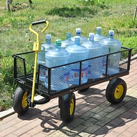 Streamdale Furniture Wagon Cart Garden Cart Trucks Make It Easier To Transport Firewood Yellow+Black