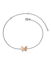 GiGiGirl Sterling Silver 18k Rose Gold Plated Butterfly Charm Anklet, Adjustable Length