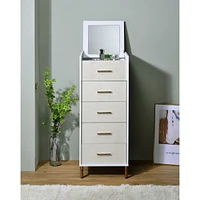 Streamdale Furniture Myles Jewelry Armoire, White, Champagne & Gold Finish