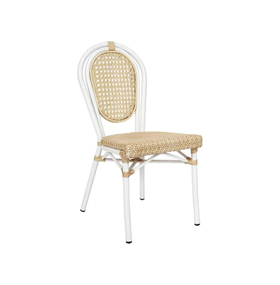 Merrick Lane Toulon Stacking Thonet French Bistro Style Chair, Pe Cane Rattan Seat, And Metal Frame For Indoor/Outdoor Use