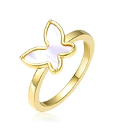 GiGiGirl Kids 18k Gold Plated Mother of Pearl Butterfly Ring