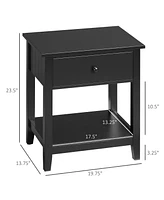 Homcom Nightstand Bedside Table End Table Organizer W/ Drawer Shelf Black