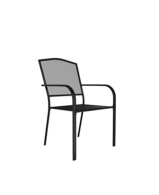 Mondawe 2Pcs Steel Mesh Chairs Balcony Mesh Dining Chair With Powder Coating