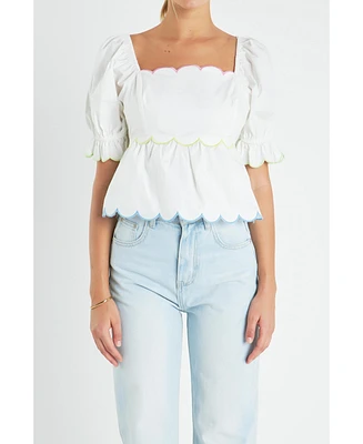 English Factory Women's Scallop Top