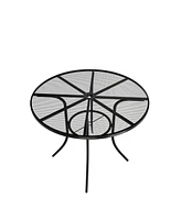 Mondawe Steel Mesh Table Round Circle Dining Table With Umbrella Hole For Patios