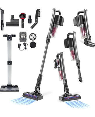 Iris Usa Power Brush Cordless Stick Vacuum for Low-profile Carpet Rugs and Hard Floors, Stand and 6-in