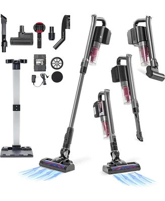 Iris Usa Power Brush Cordless Stick Vacuum for Low-profile Carpet Rugs and Hard Floors, Stand and 6-in-1 Attachments, 9000Pa Suction Led Indicator, 60