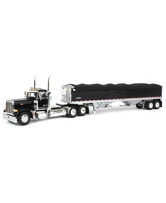 First Gear Dcp 1/64 Black Peterbilt Day Cab with Black Wilson Pacesetter Grain Trailer