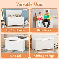 Kids Wooden Toy Box Storage With Safety Hinged Lid For Ages 3