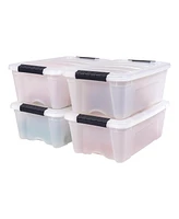 Iris Usa Qt Stackable Plastic Storage Bins with Lids, Pack - Bpa-Free