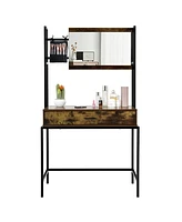 Sugift Industrial Vanity Table with 3-Position Adjustable Mirror