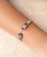 Devata Amethyst & Bali Uluwatu Cuff Bracelet Sterling Silver and 18K Gold