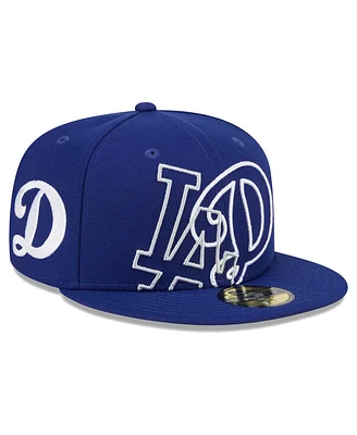 New Era Men's Royal Los Angeles Dodgers Game Day Overlap 59FIFTY Fitted Hat