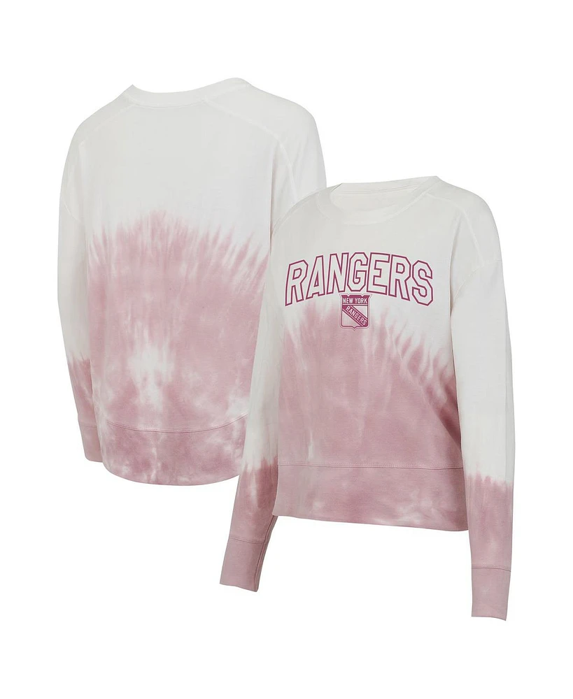 Concepts Sport Women's Pink/White New York Rangers Orchard Tie-Dye Long Sleeve T-Shirt