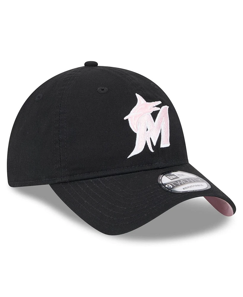 New Era Men's Black Miami Marlins 2024 Mother's Day 9TWENTY Adjustable Hat