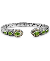 Devata Peridot & Bali Ubud Cuff Bracelet Sterling Silver and 18K Gold