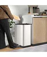 Stainless Steel Trash Can, 13.2 Gal Garbage Can with Lid, Detachable Inner Pail