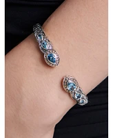 Devata Amethyst & Bali Ubud Cuff Bracelet Sterling Silver and 18K Gold