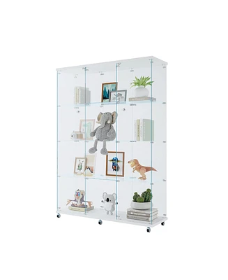 Simplie Fun Extra Large Glass Display Cabinet with 4 Shelves