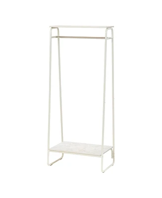 Iris Usa Garment Rack, 2-Shelves, Clothes Racks for Closet Organization, Plant Stand, Marble White