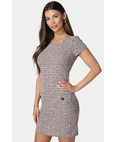 bebe Women's Tweed T Shirt Dress