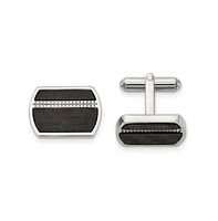 Chisel Stainless Steel Polished Carbon Fiber Inlay Cufflinks