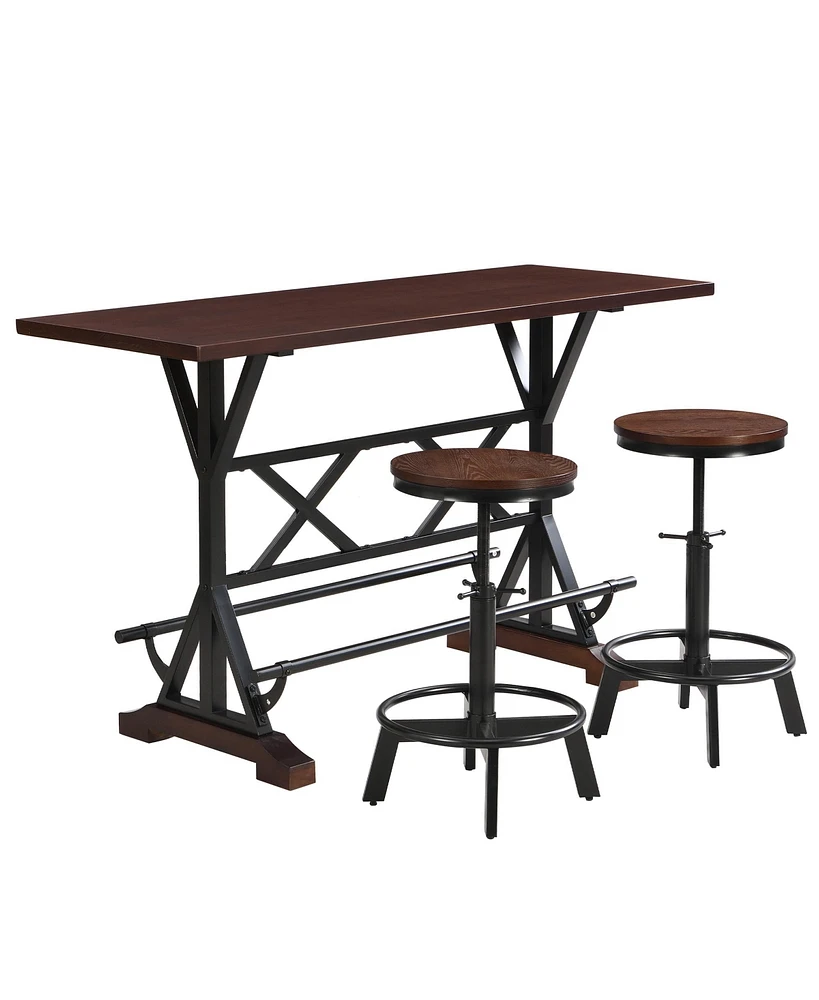 Simplie Fun Modern Rustic 3-Piece Dining Set & Bar Table